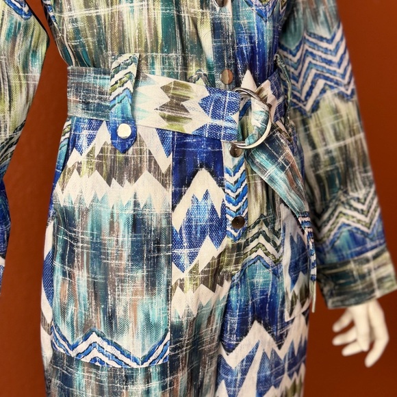 L'ATISTE Blue and Green Patterned Jumpsuit Size Small. E71 - Picture 3 of 15